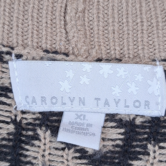 Carolyn Taylor Black and Tan Geometric Cardigan Women's XL #44 - Picture 5 of 10